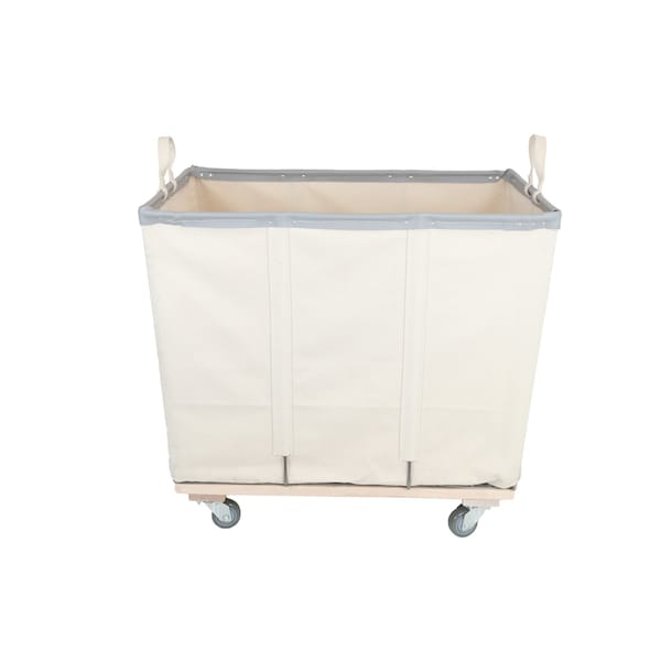 Steele Canvas Basket 12 BU Permanent Truck Natural Canvas w/Grey Vinyl - 4in Casters 9212CNATVGRYW4 - main
